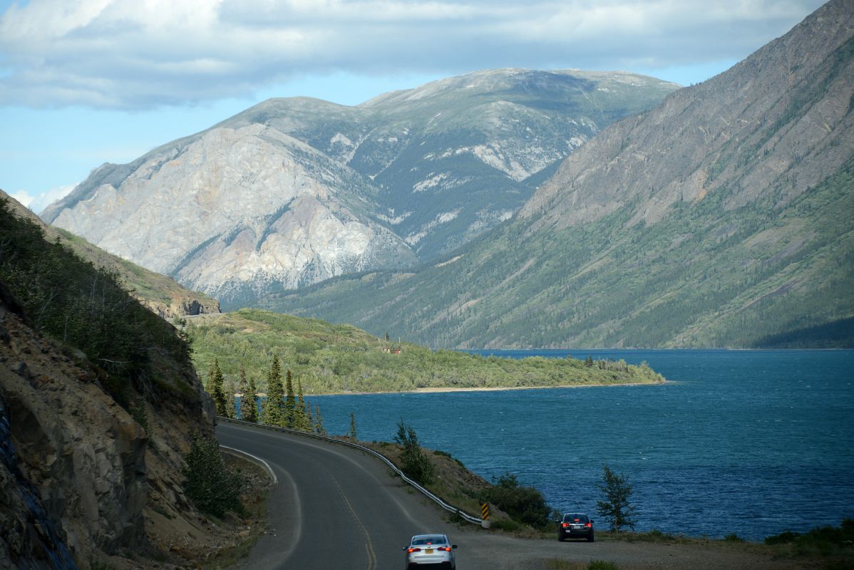10G Escarpment Mountain And Tagish Lake From Bus Drive Between Carcross And Fraser BC On The Tour From Whitehorse Yukon To Skagway